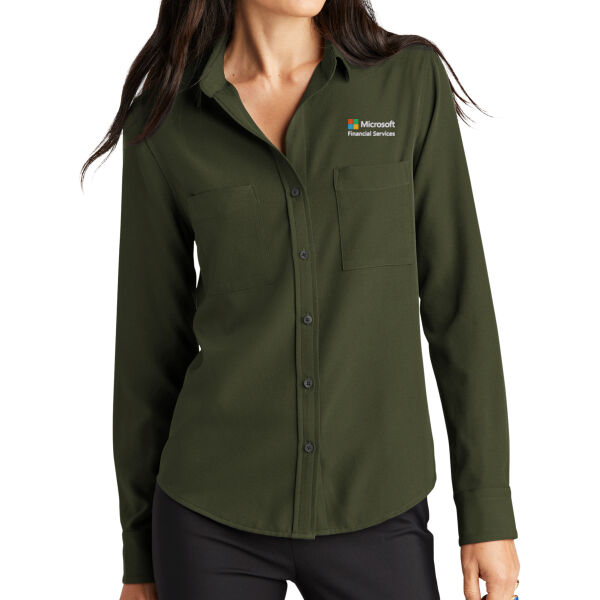 Microsoft Financial Services Embroidered - Women's Stretch Crepe Long Sleeve Camp Thumbnail